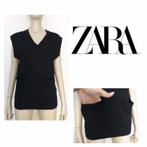 Zara Sleeveless Sweater Vest Top with front Pockets
